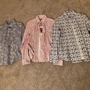 Lot of 3 Women's Classic Cotton BLOUSES - Talbot's & Dockers, Sz S (6-8)